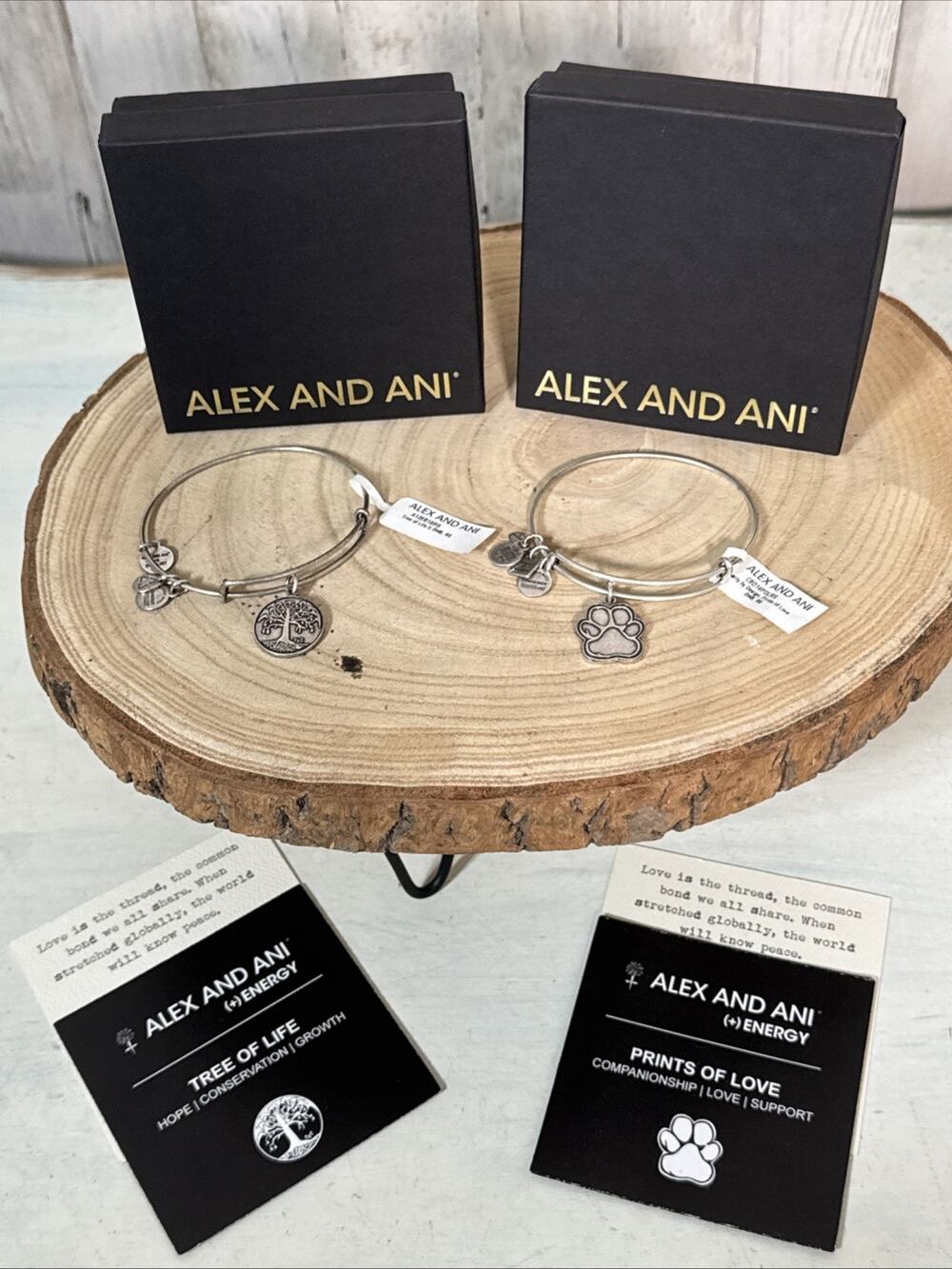 Alex And Ani Tree Of Life And Prints Of Love Bracelets New With Boxes And Cards